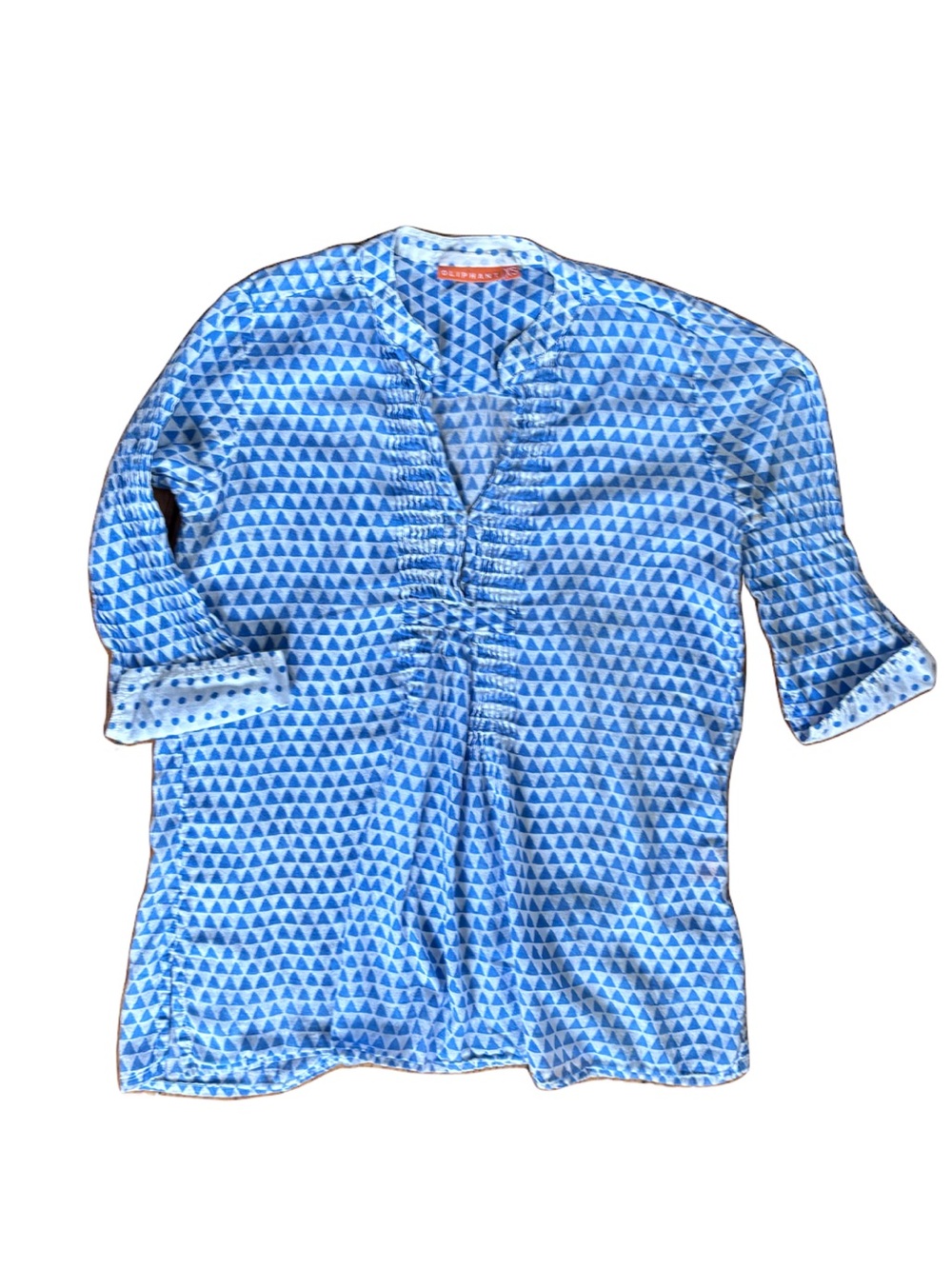 Oliphant Cotton Blue & White Pin-Tucked Top